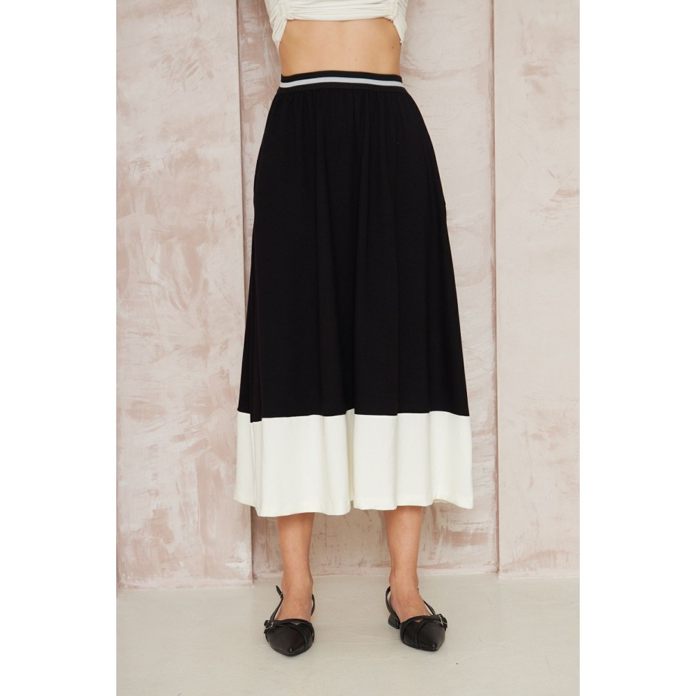 Pasaklı Giyim Pasaklı Giyim Kadın Kiloş Etek Renk Bloklu Siyah - Premium Kadın Giyim