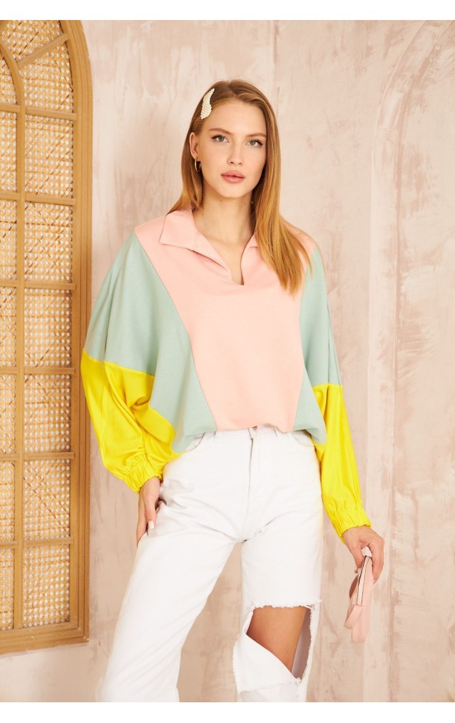 Pasaklı Giyim Kadın Polo Yaka Sweatshirt 3473270 Pudra