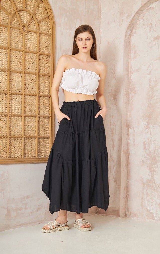 Pasaklı Giyim Kadın Asimetrik 3 Kat Etek 3574300 Siyah