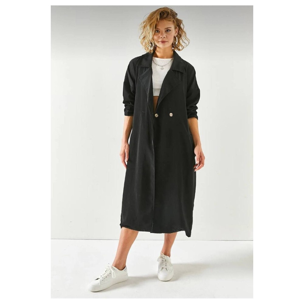 Pasaklı Giyim Pasaklı Giyim Kadın Ekstra Oversize Trençkot Siyah - Premium Kadın Giyim