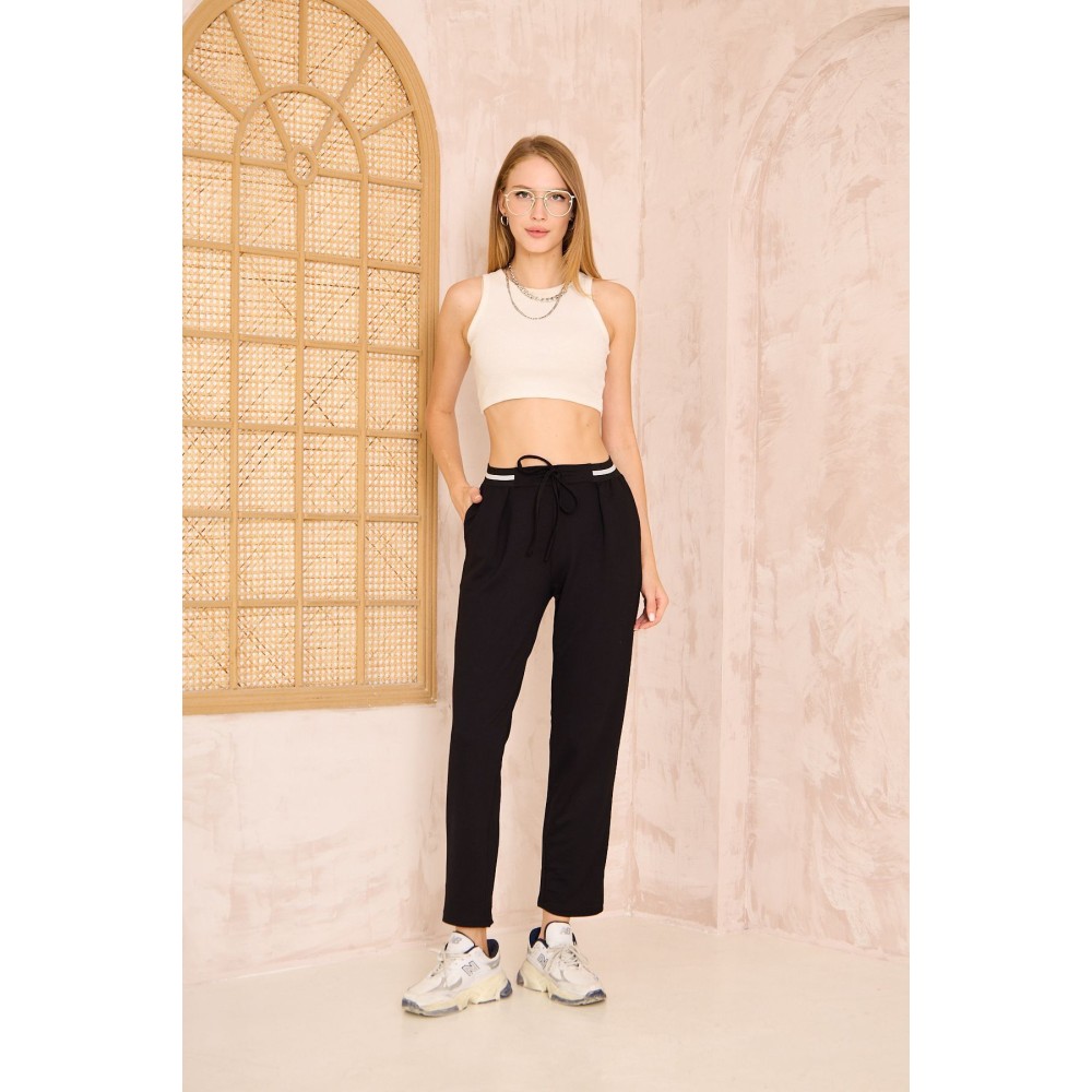 Pasaklı Giyim Pasaklı Giyim Kadın Bilek Boy Pantolon-Eşorfman, Siyah - Premium Kadın Giyim