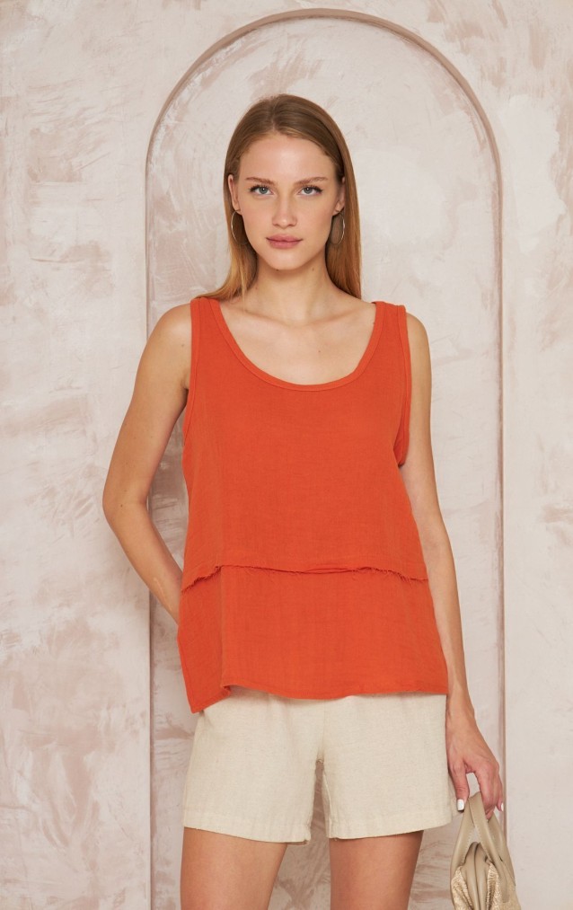 Pasaklı Giyim Kadın Müslin Pis Dikiş Bluz 3423240 Turuncu