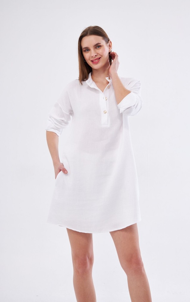 Pasaklı Giyim Kadın Müslin Tunik Gömlek 3520340 Beyaz