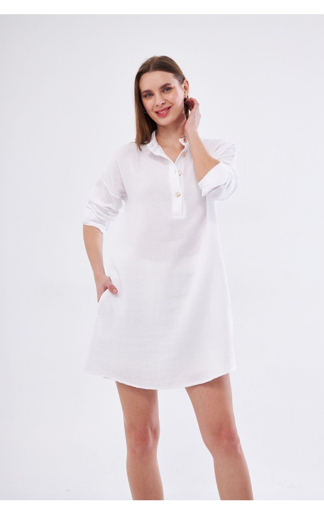 Pasaklı Giyim Kadın Müslin Tunik Gömlek 3520340 Beyaz
