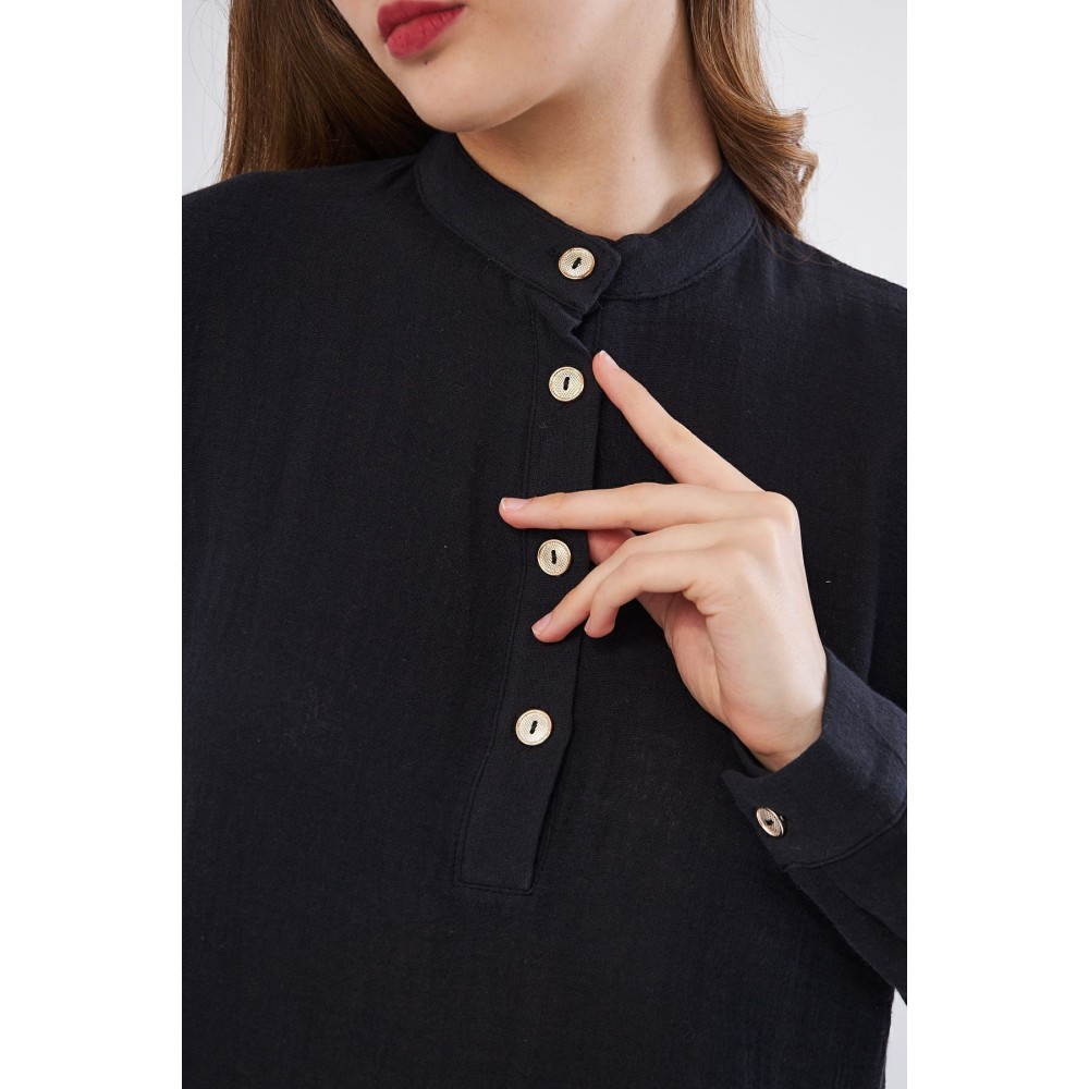 Pasaklı Giyim Pasaklı Giyim Kadın Müslin Tunik Gömlek Siyah - Premium Kadın Giyim