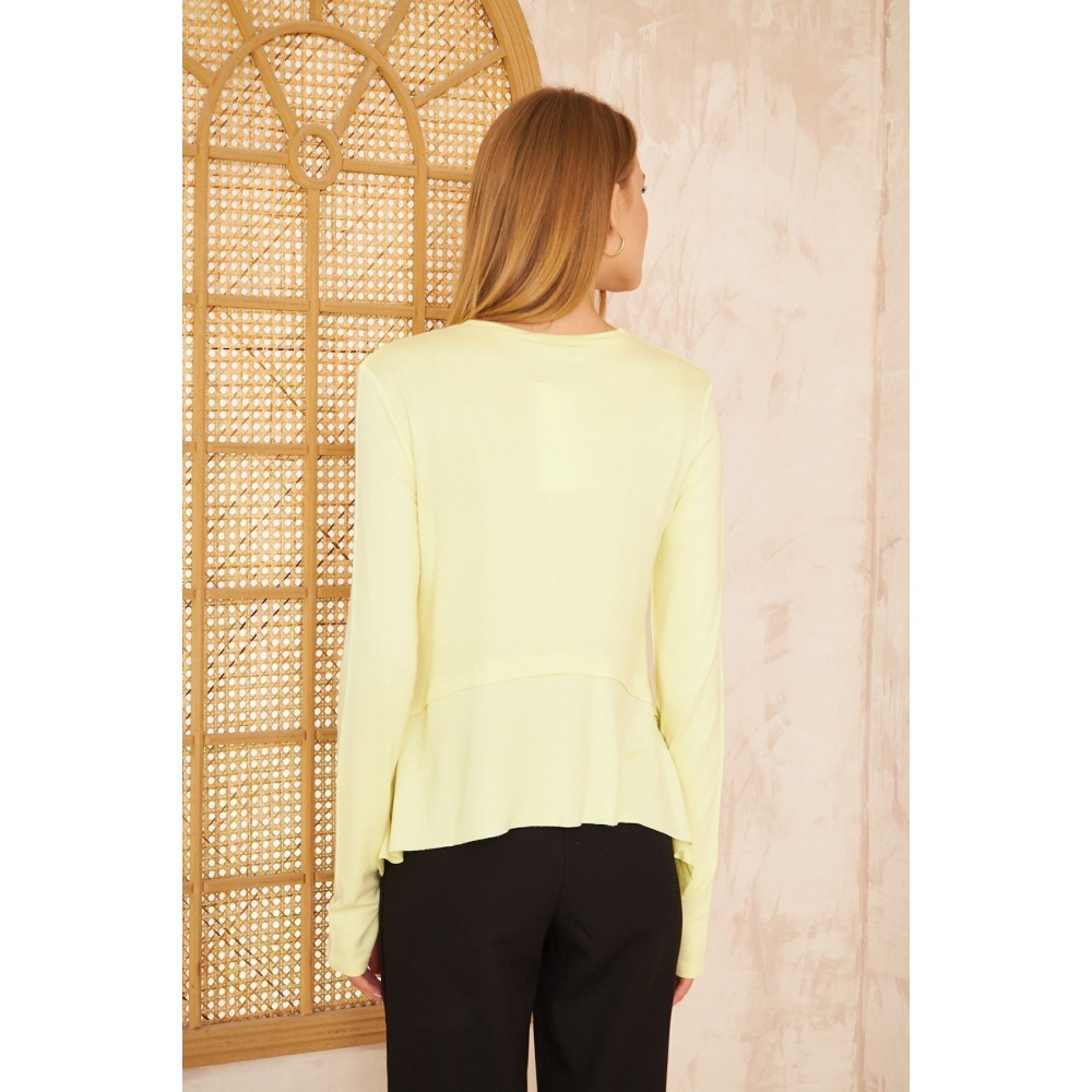 Pasaklı Giyim Pasaklı Giyim Kadın Parmak Geçirmeli Yoga Bluz Sarı - Premium Kadın Giyim