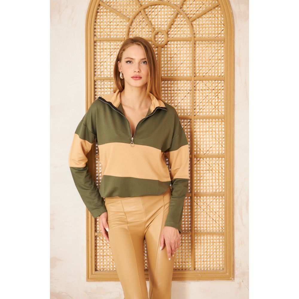 Pasaklı Giyim Pasaklı Giyim Kadın Sweatshirt Haki - Premium Kadın Giyim