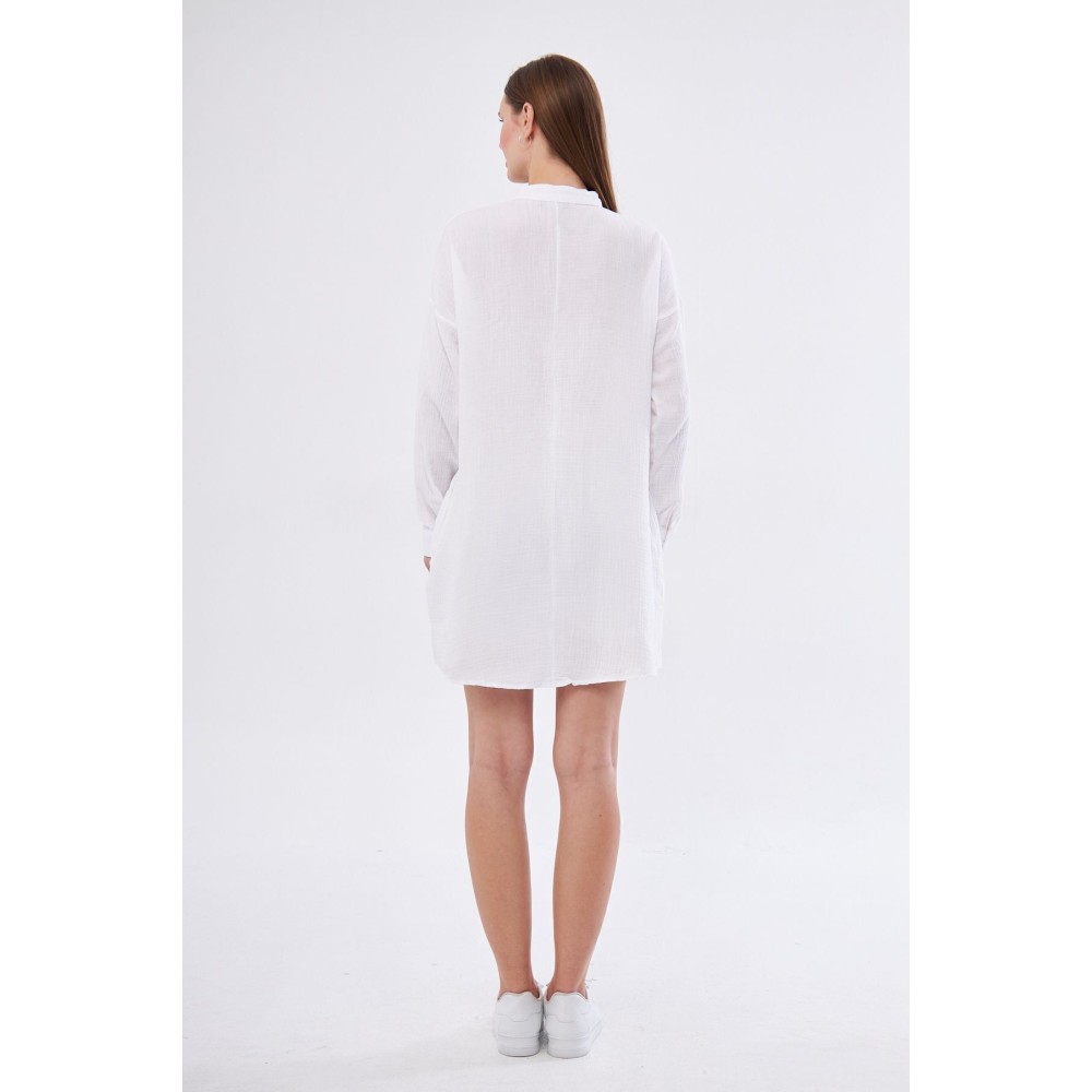 Pasaklı Giyim Pasaklı Giyim Kadın Müslin Tunik Gömlek Beyaz - Premium Kadın Giyim