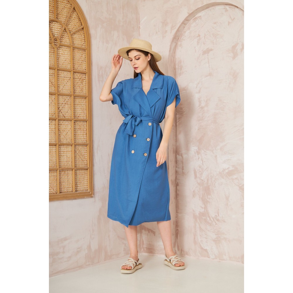 Pasaklı Giyim Pasaklı Giyim Kadın Keten Ceket Elbise İndigo - Premium Kadın Giyim