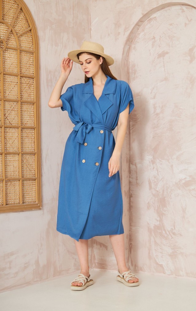 Pasaklı Giyim Kadın Keten Ceket Elbise 3162451 İndigo