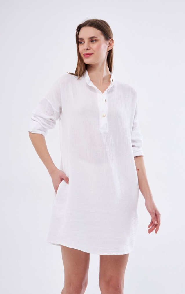 Pasaklı Giyim Kadın Müslin Tunik Gömlek 3520340 Beyaz