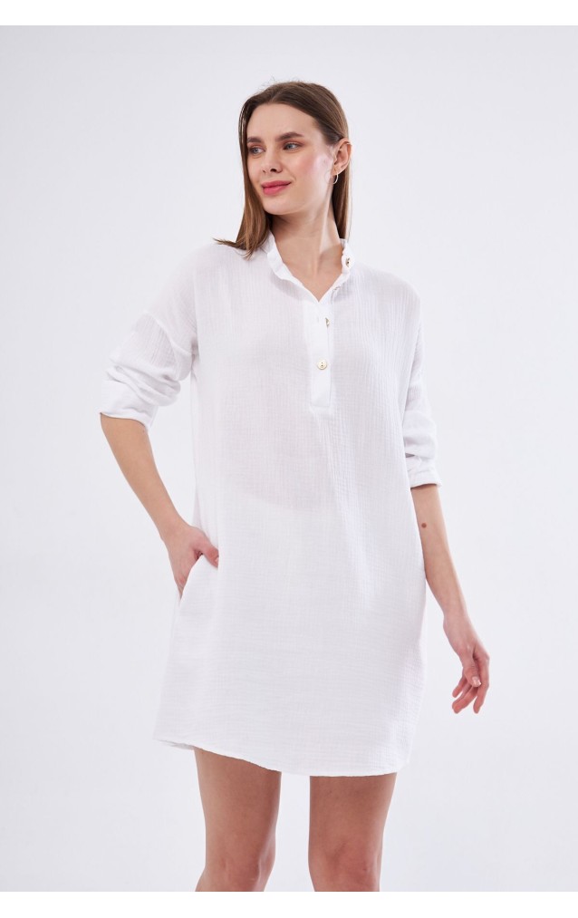Pasaklı Giyim Kadın Müslin Tunik Gömlek 3520340 Beyaz