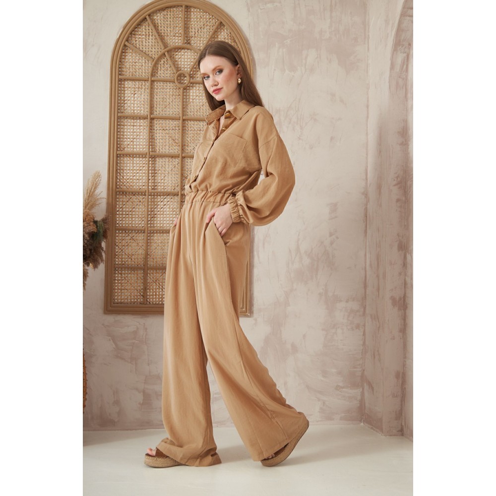 Pasaklı Giyim Pasaklı Giyim Kadın Kupra Tulum Karamel - Premium Kadın Giyim
