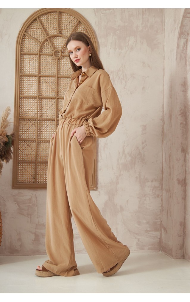 Pasaklı Giyim Kadın Kupra Tulum 3360506 Karamel