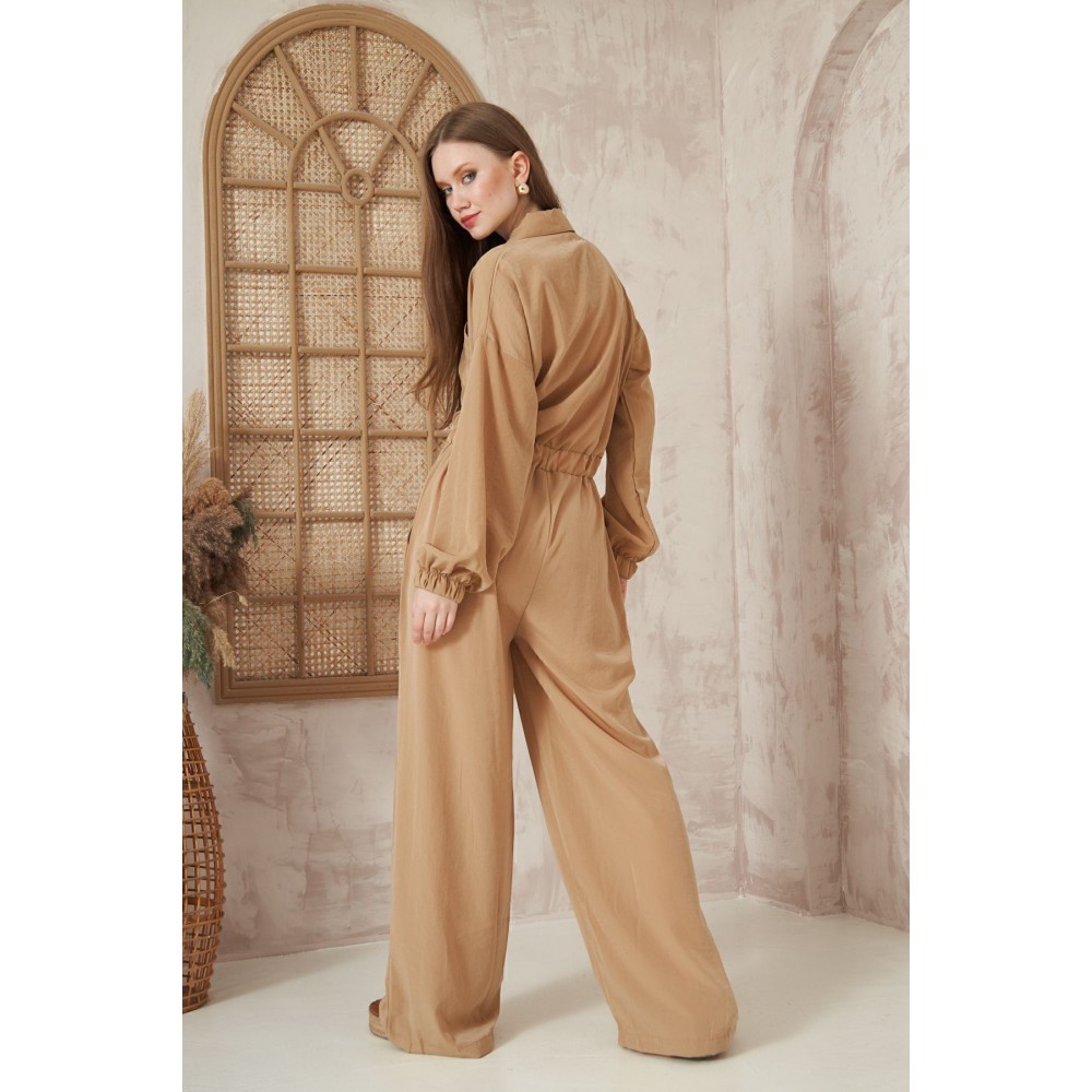 Pasaklı Giyim Pasaklı Giyim Kadın Kupra Tulum Karamel - Premium Kadın Giyim