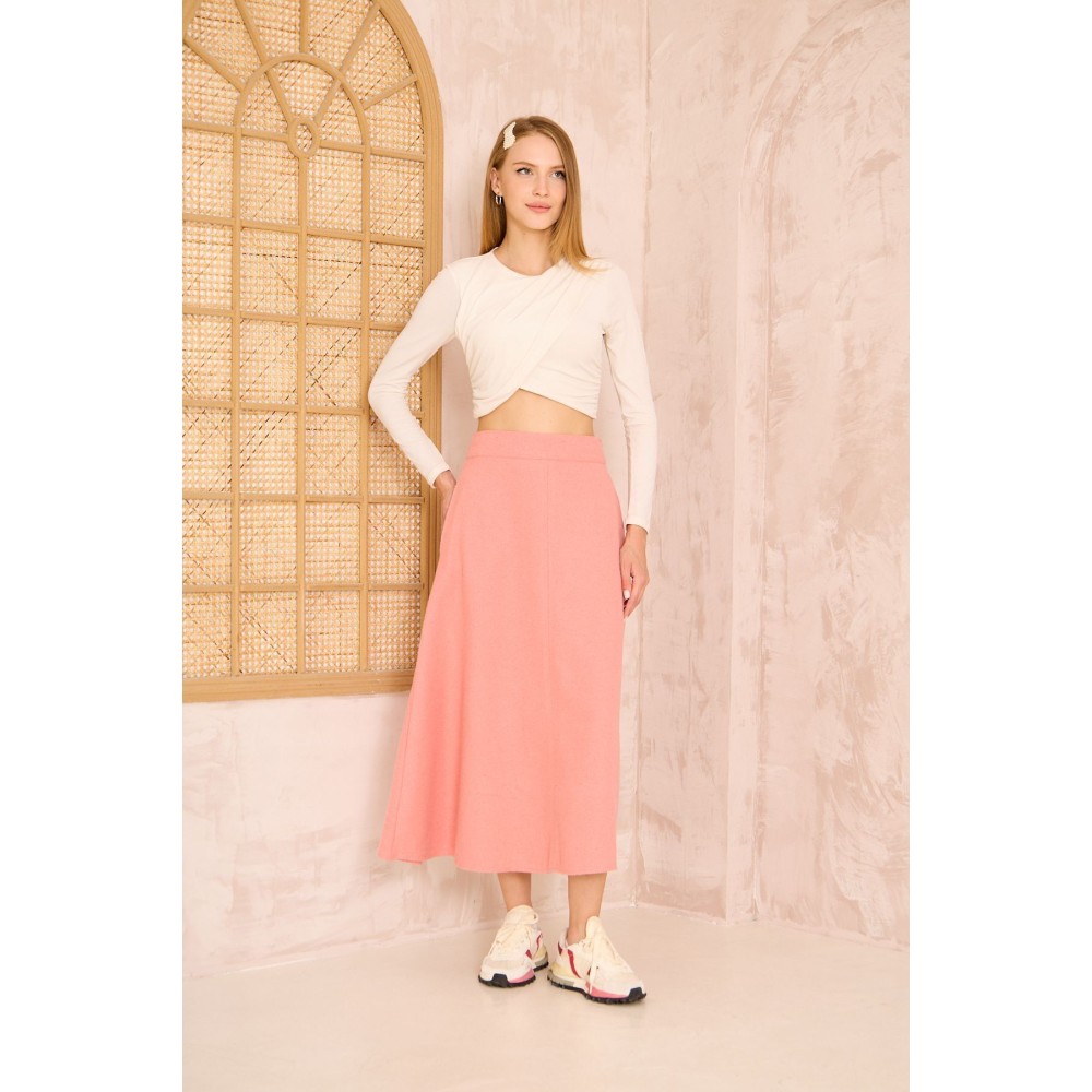 Pasaklı Giyim Pasaklı Giyim Kadın Kiloş Kaşe Etek Pembe - Premium Kadın Giyim