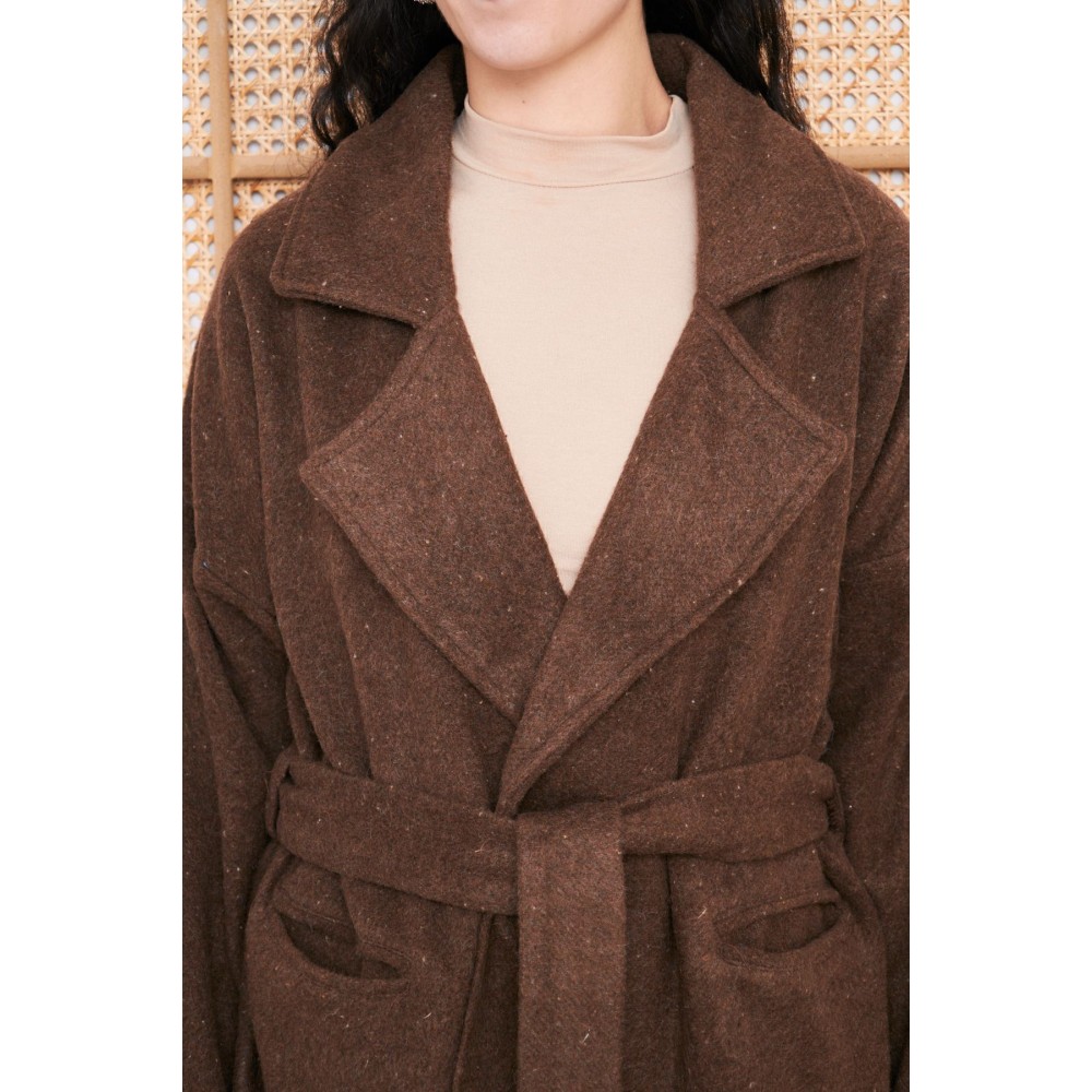 Pasaklı Giyim Pasaklı Giyim Kadın Kaşe Kaban Kahverengi - Premium Kadın Giyim