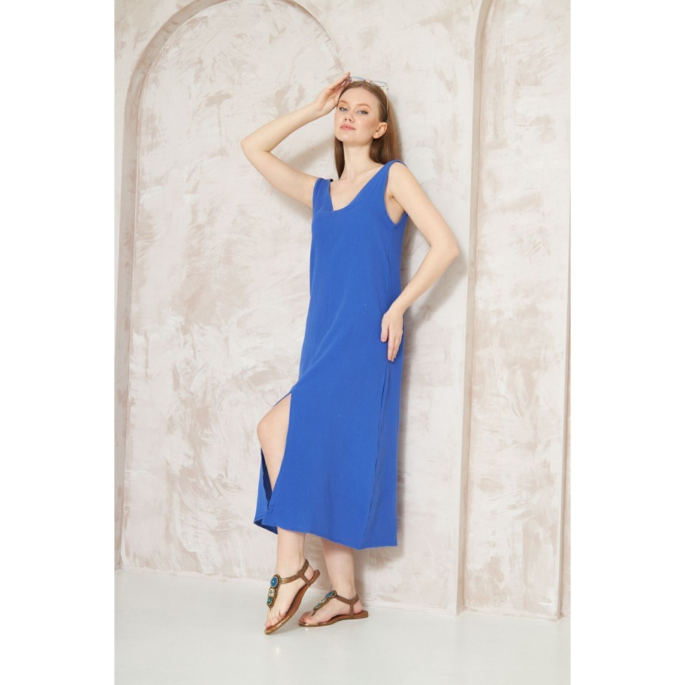 Pasaklı Giyim Pasaklı Giyim Kadın %100 Pamuk Müslin Elbise İndigo - Premium Kadın Giyim