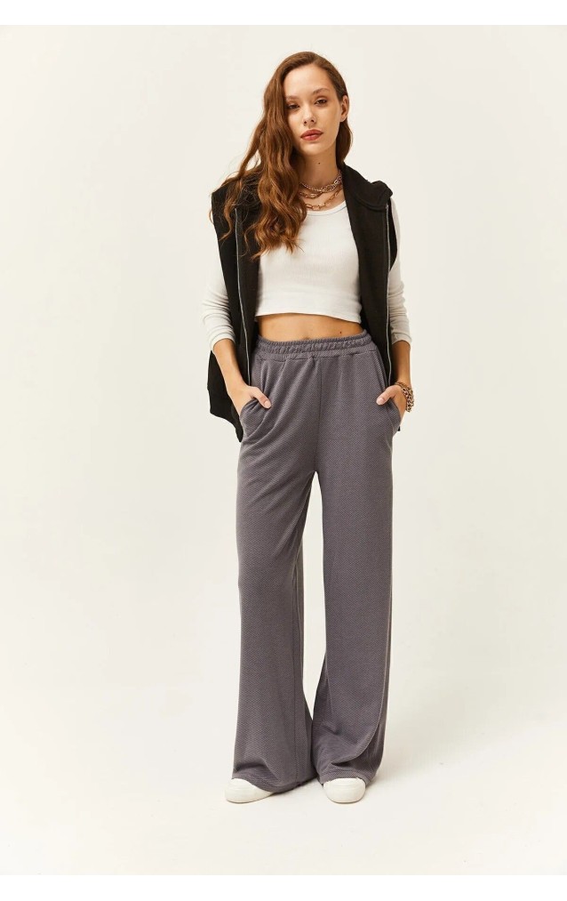 Pasaklı Giyim Kadın Dokulu Pantolon 3453 Gri