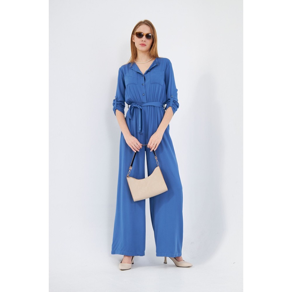 Pasaklı Giyim Pasaklı Giyim Kadın Viskon Tulum İndigo - Premium Kadın Giyim