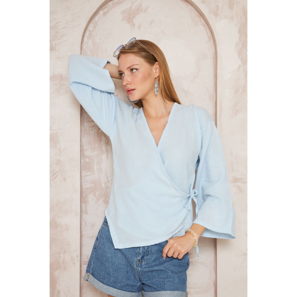 Pasaklı Giyim Pasaklı giyim Kadın %100 Pamuk Bağcıklı Bluz Bebemavi - Premium Kadın Giyim