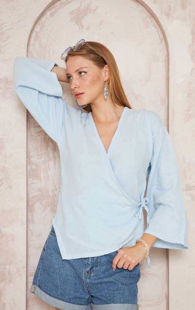 Pasaklı giyim Kadın %100 Pamuk Müslin Bağcıklı Bluz 3610286 Bebemavi