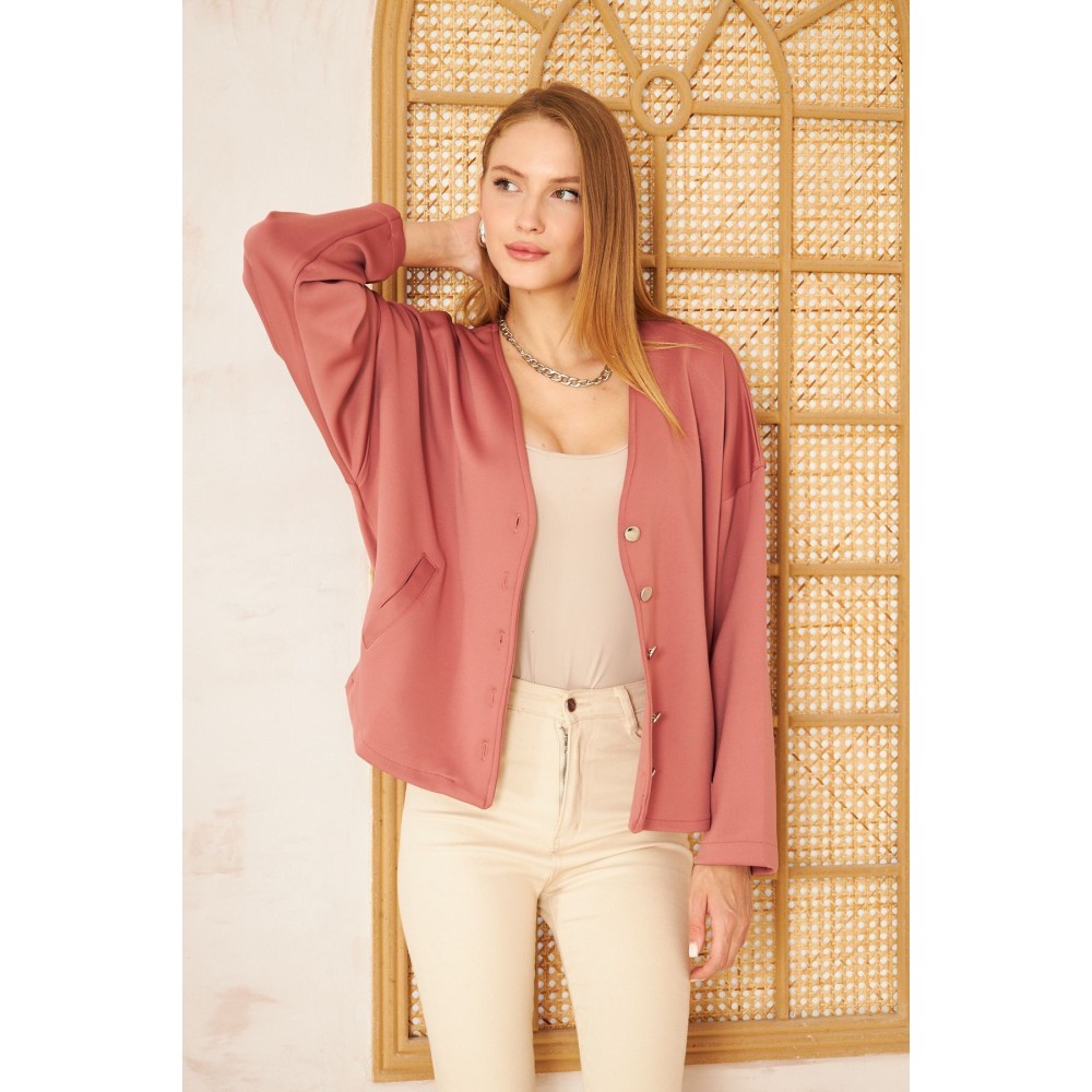 Pasaklı Giyim Pasaklı Giyim Kadın Scuba Hırka Pudra - Premium Kadın Giyim