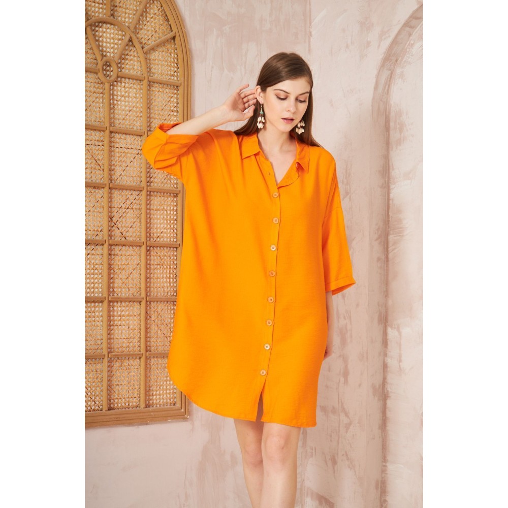 Pasaklı Giyim Pasaklı Giyim Kadın Tunik Elbise Turuncu - Premium Kadın Giyim