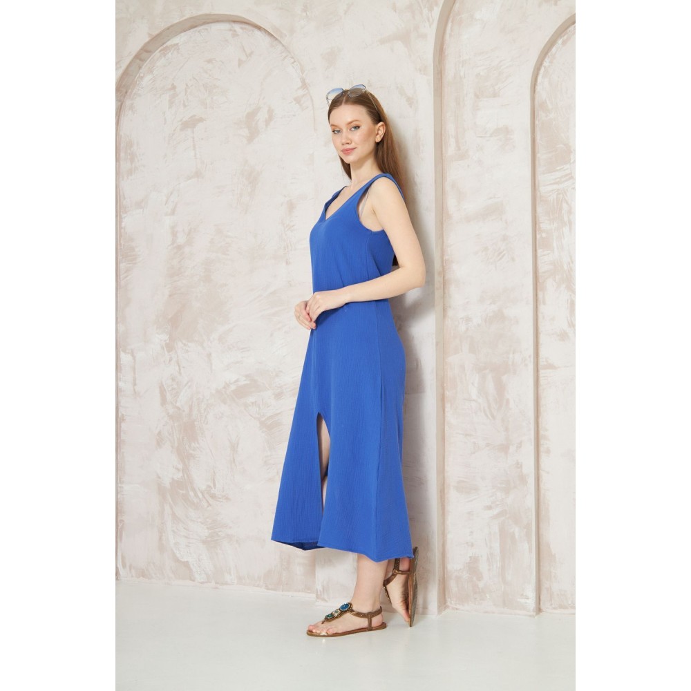 Pasaklı Giyim Pasaklı Giyim Kadın %100 Pamuk Müslin Elbise İndigo - Premium Kadın Giyim