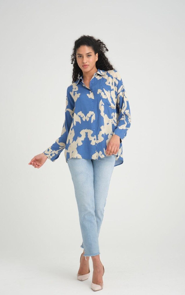 Pasaklı Giyim Kadın Viskon Gömlek 3457286 Mavi