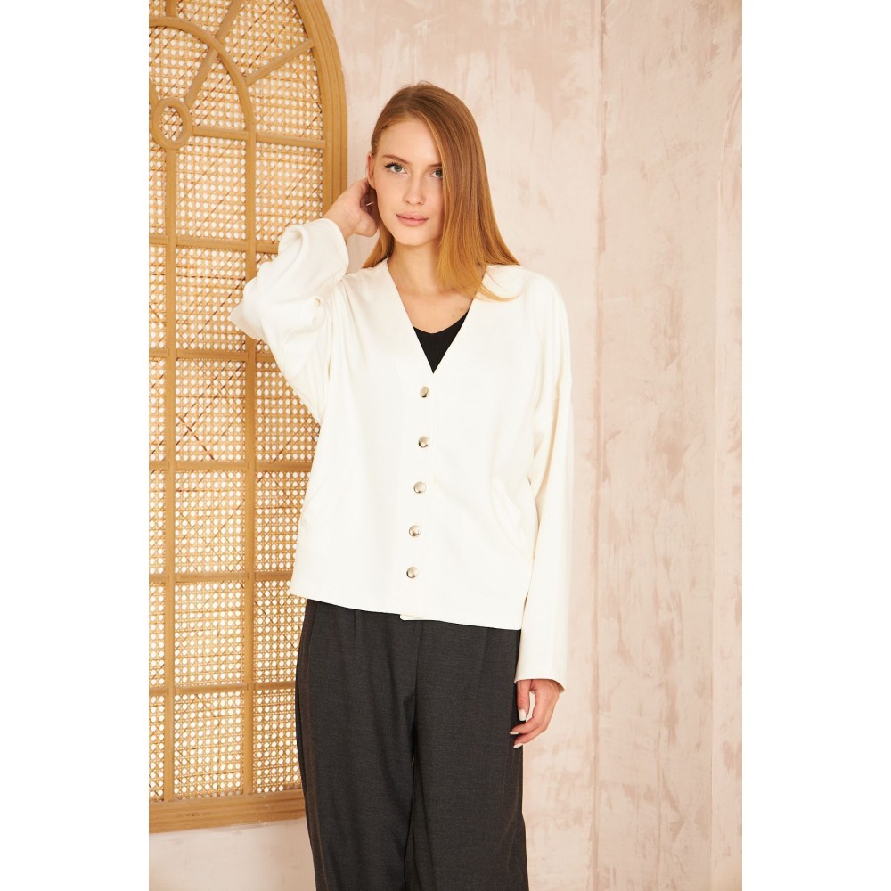 Pasaklı Giyim Pasaklı Giyim Kadın Scuba Hırka Beyaz - Premium Kadın Giyim