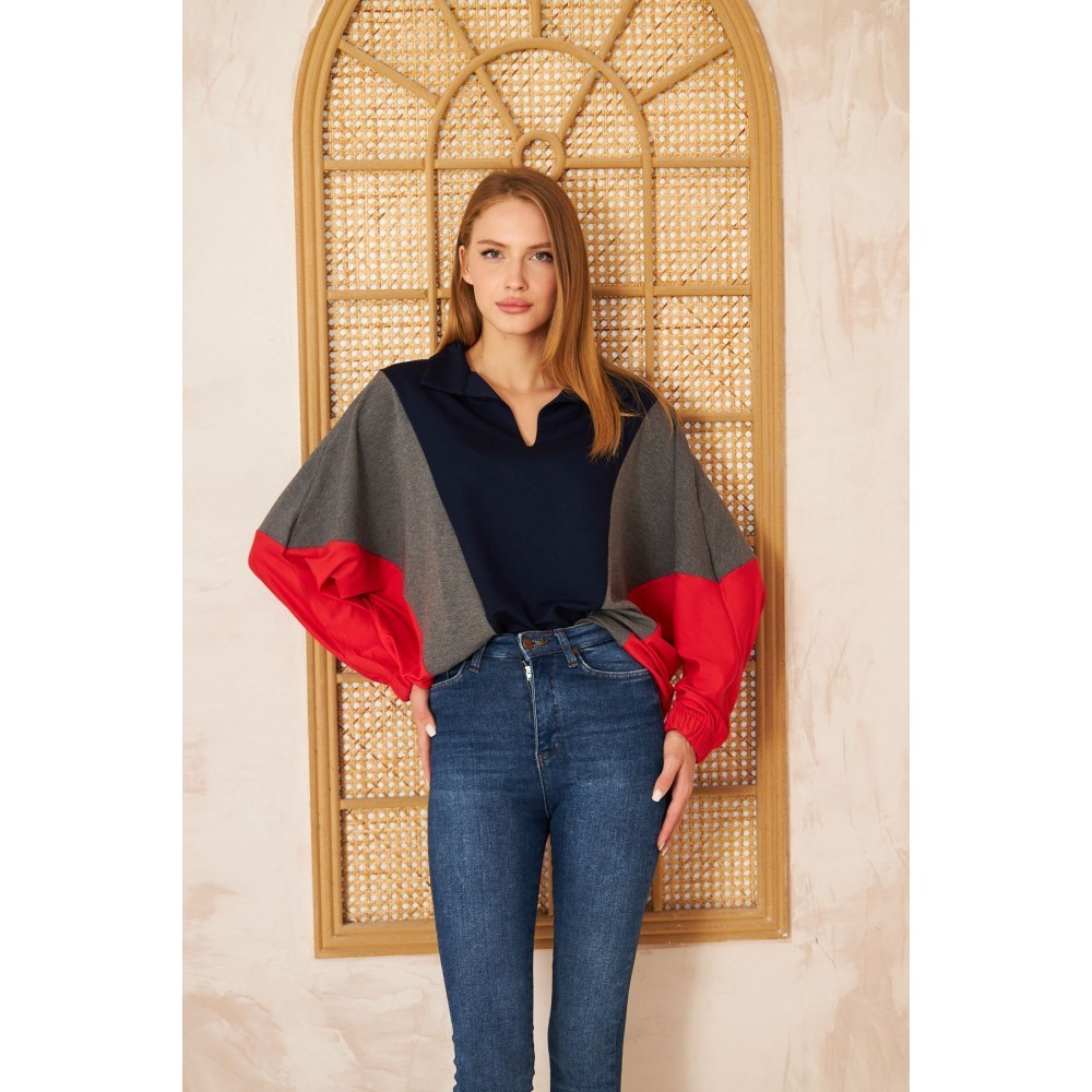 Pasaklı Giyim Pasaklı Giyim Kadın Polo Yaka Sweatshirt Laci - Premium Kadın Giyim