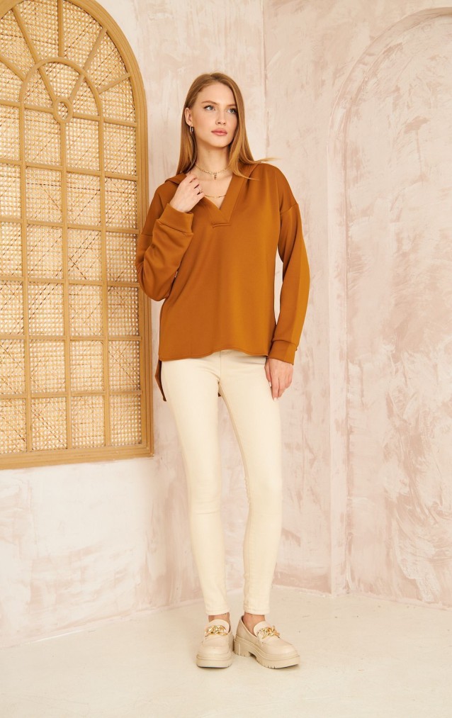 Pasaklı Giyim Kadın Kapüşonlu Sweatshirt 3506290  Kahverengi