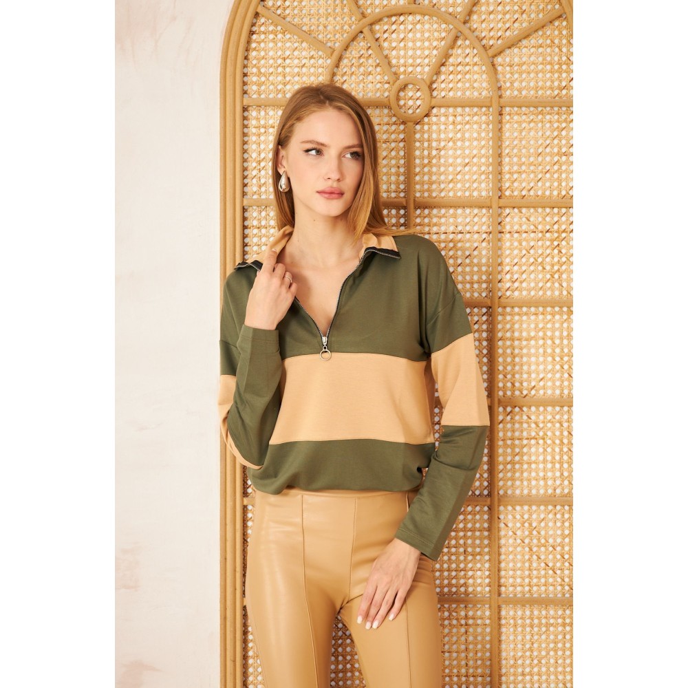 Pasaklı Giyim Pasaklı Giyim Kadın Sweatshirt Haki - Premium Kadın Giyim