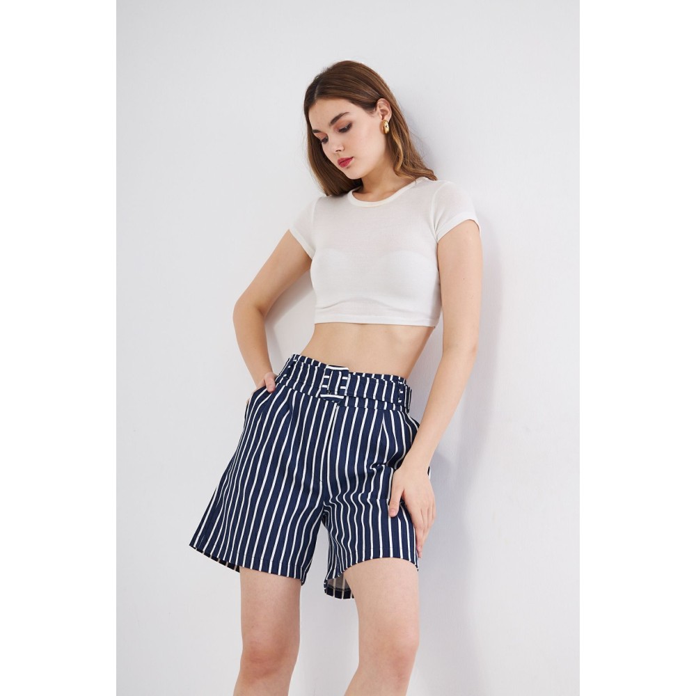 Pasaklı Giyim Pasaklı Giyim Kadın Gabardin Mini Şort Lacivert - Premium Kadın Giyim