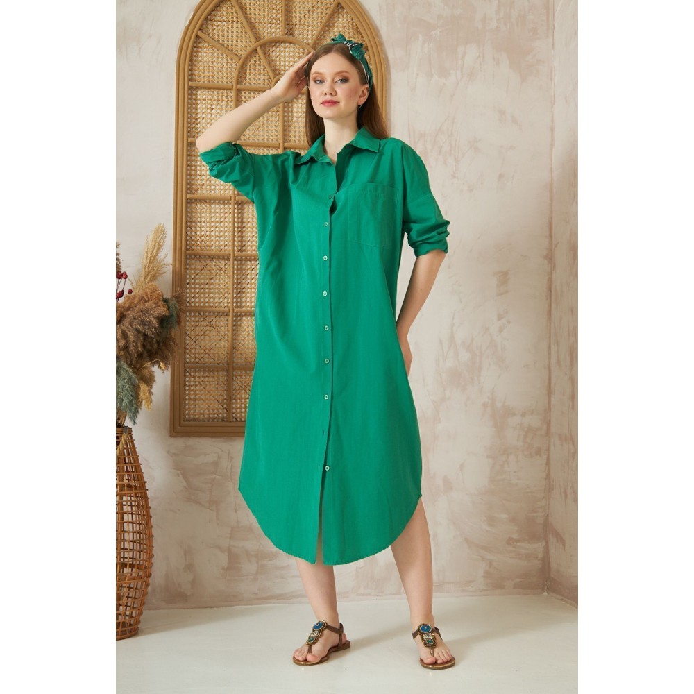 Pasaklı Giyim Pasaklı Giyim Kadın Poplin Oversize Tunik-Gömlek Elbise Benetton - Premium Kadın Giyim