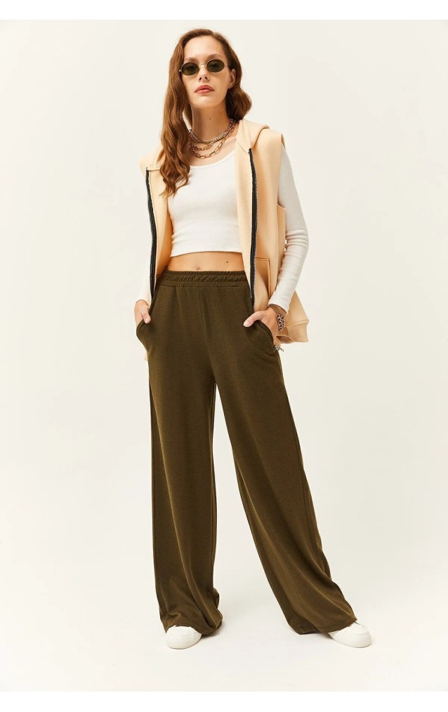 Pasaklı Giyim Kadın Dokulu Pantolon 3453  Haki