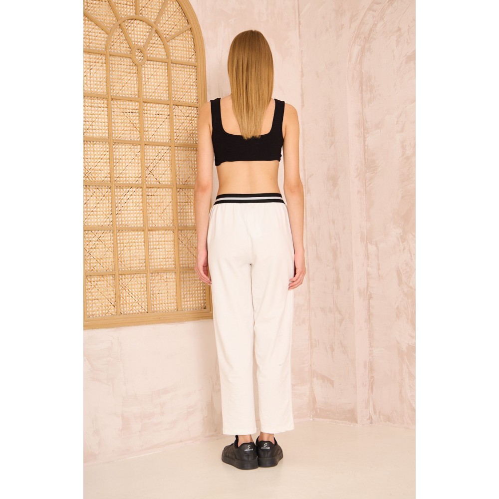 Pasaklı Giyim Pasaklı Giyim Kadın Bilek Boy Pantolon-Eşorfman, Beyaz - Premium Kadın Giyim