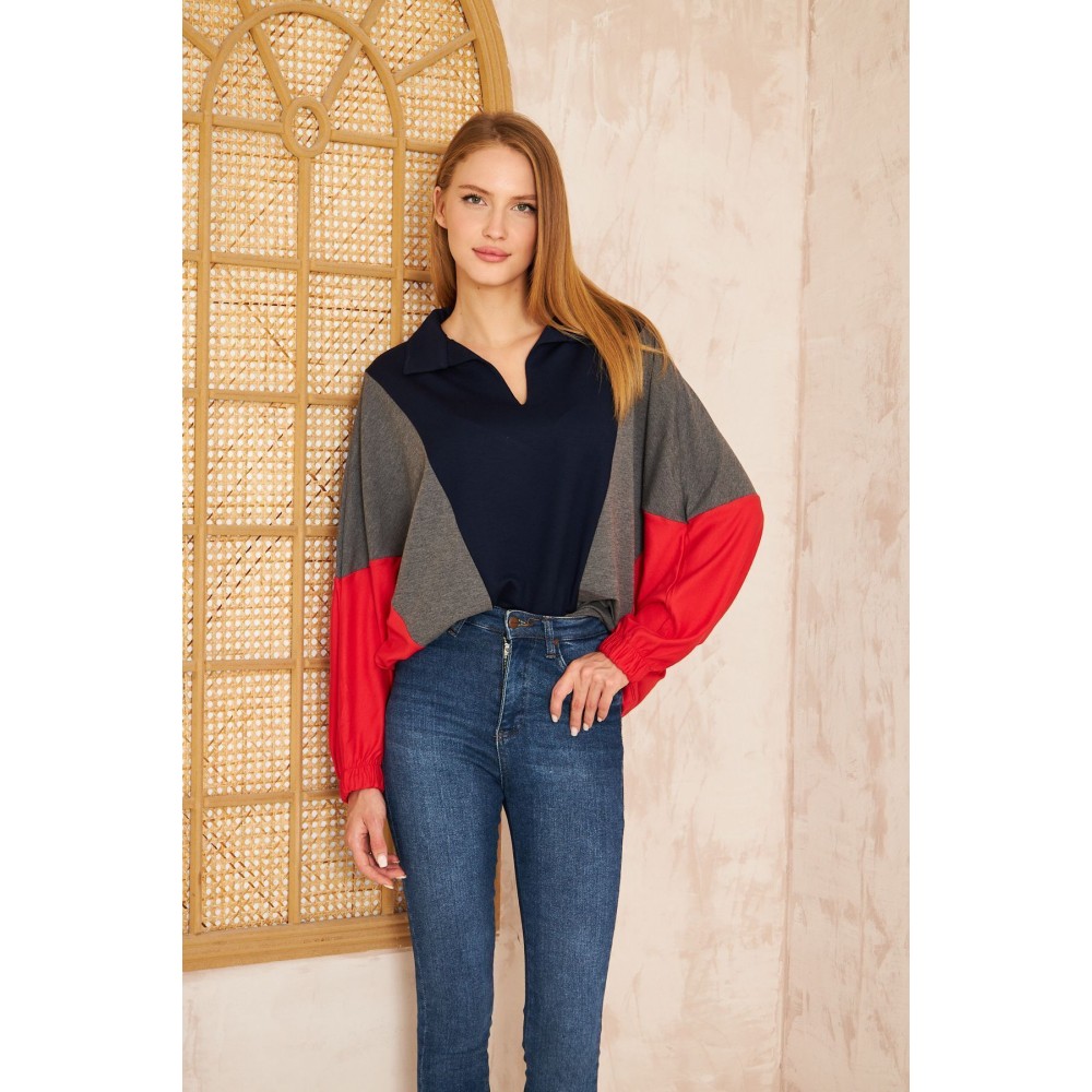 Pasaklı Giyim Pasaklı Giyim Kadın Polo Yaka Sweatshirt Laci - Premium Kadın Giyim