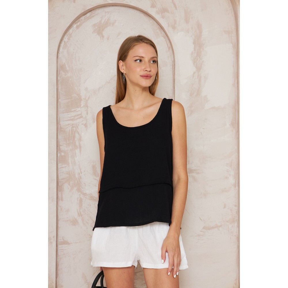 Pasaklı Giyim Pasaklı Giyim Kadın Müslin Pis Dikiş Bluz Siyah - Premium Kadın Giyim