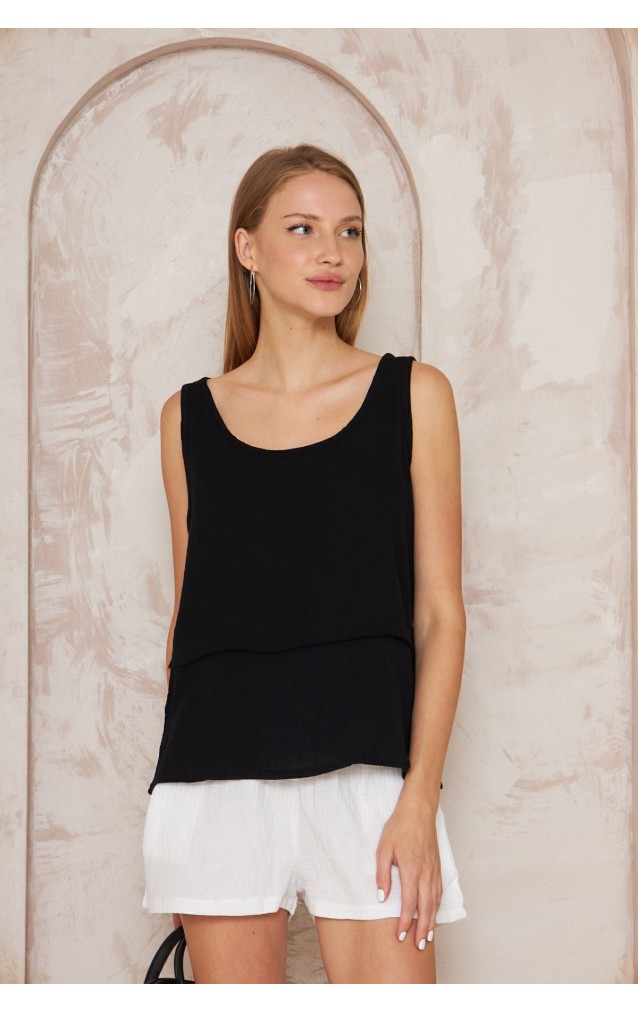 Pasaklı Giyim Kadın Müslin Pis Dikiş Bluz 3423240 Siyah