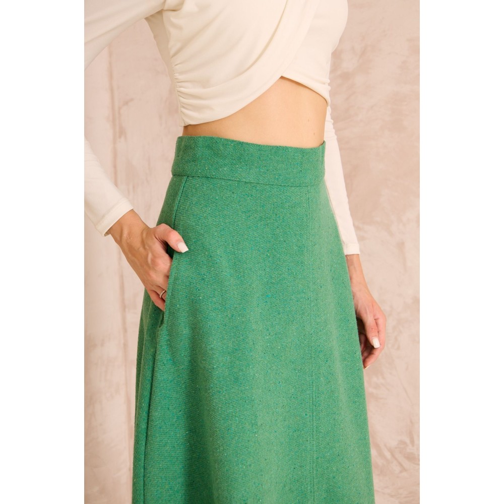 Pasaklı Giyim Pasaklı Giyim Kadın Kiloş Kaşe Etek Yeşil - Premium Kadın Giyim