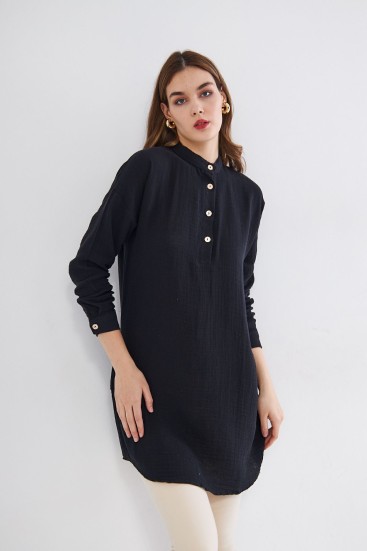 Pasaklı Giyim Kadın Müslin Tunik Gömlek 3520340 Siyah