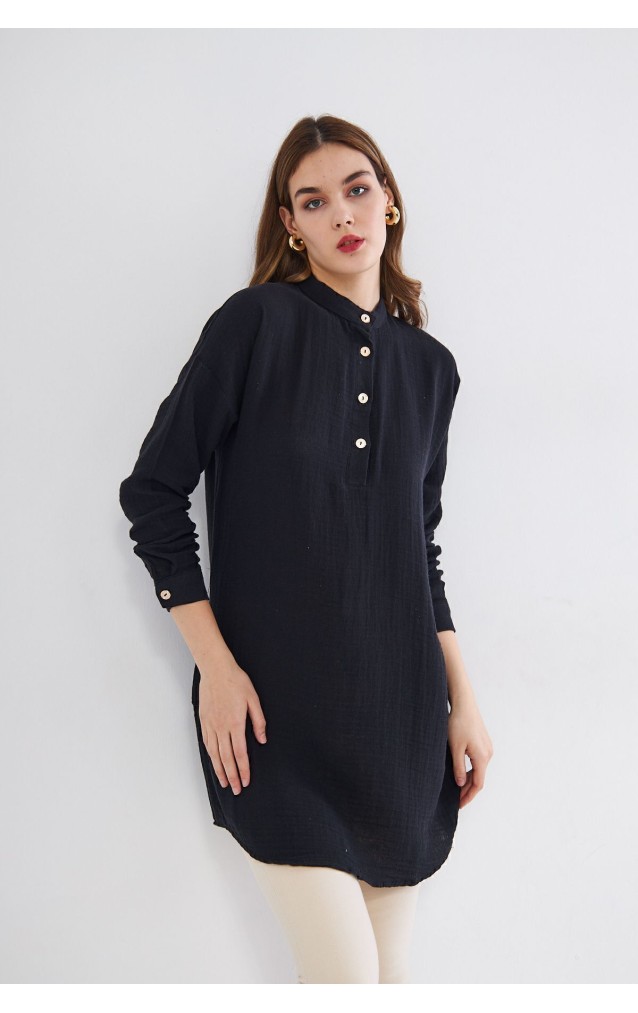 Pasaklı Giyim Kadın Müslin Tunik Gömlek 3520340 Siyah