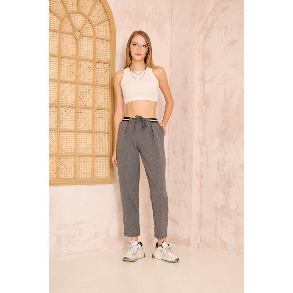 Pasaklı Giyim Pasaklı Giyim Kadın Bilek Boy Pantolon-Eşorfman, Gri - Premium Kadın Giyim