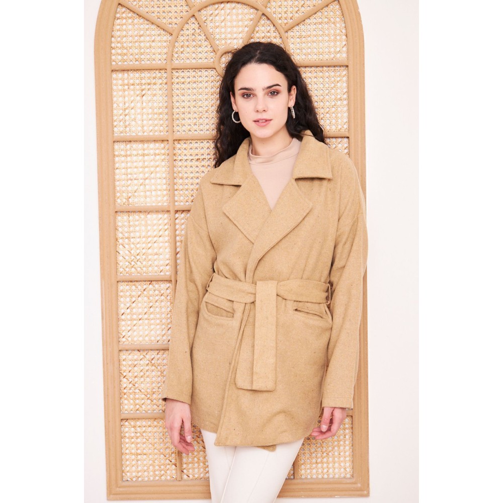 Pasaklı Giyim Pasaklı Giyim Kadın Kaşe Kaban Camel - Premium Kadın Giyim