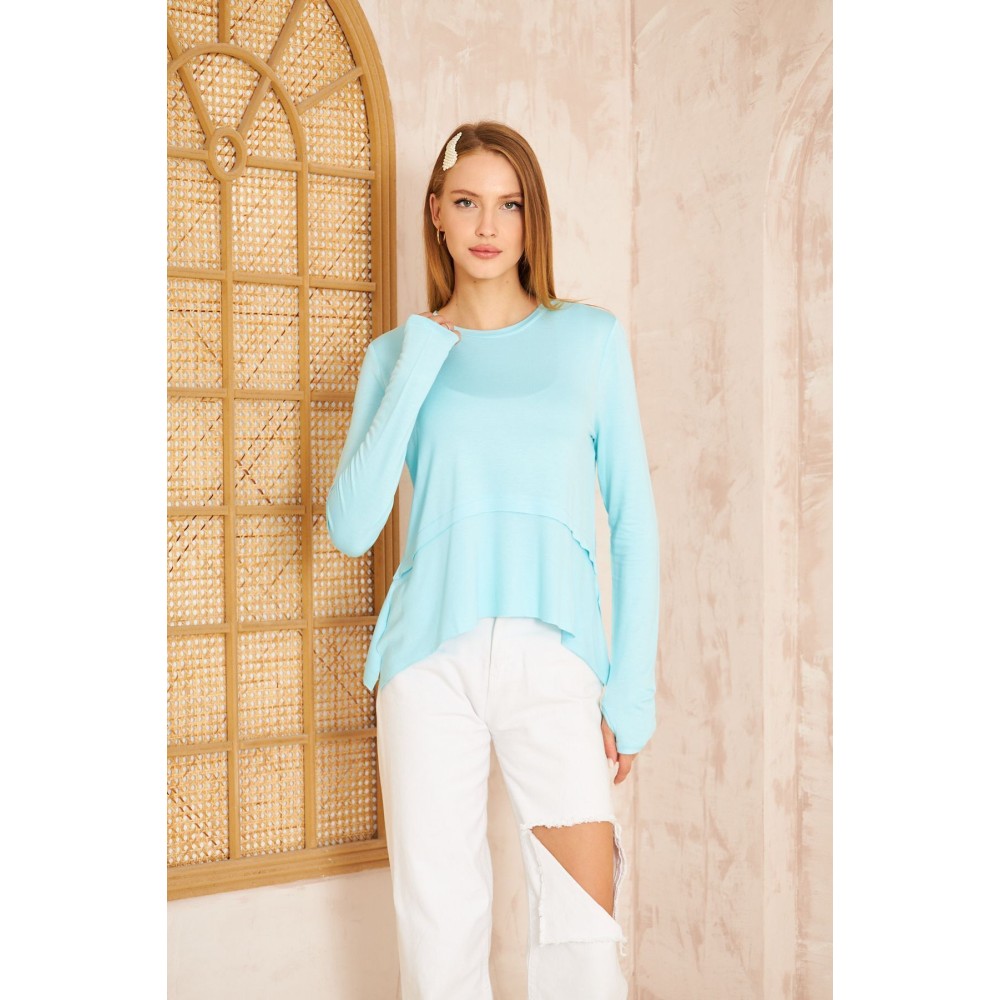 Pasaklı Giyim Pasaklı Giyim Kadın Parmak Geçirmeli Yoga Bluz Mint - Premium Kadın Giyim