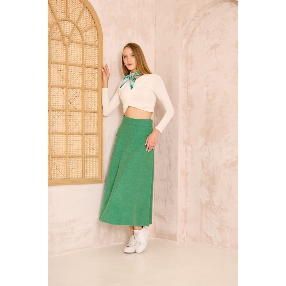 Pasaklı Giyim Pasaklı Giyim Kadın Kiloş Kaşe Etek Yeşil - Premium Kadın Giyim