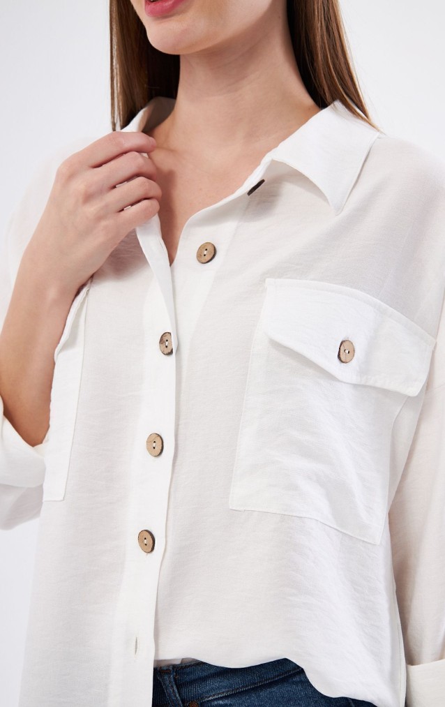 Pasaklı Giyim Kadın Oversize Arkası Uzun Tunik Gömlek 3524352 Beyaz