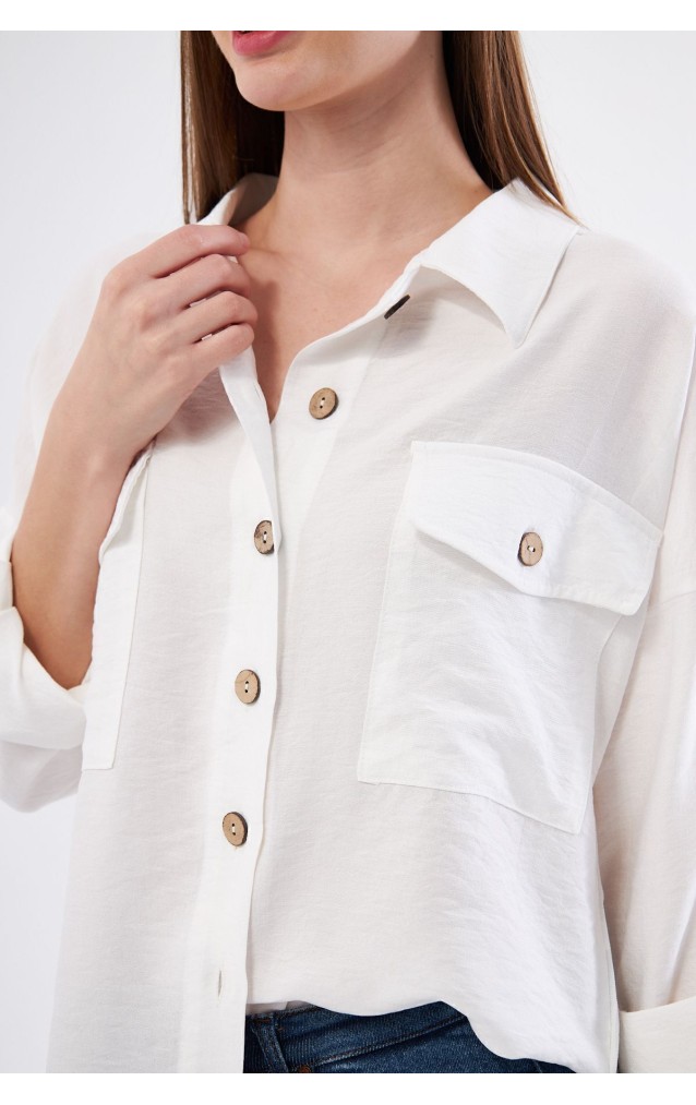 Pasaklı Giyim Kadın Oversize Arkası Uzun Tunik Gömlek 3524352 Beyaz